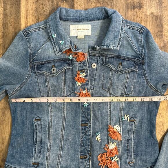 Pilcro and the Letterpress Anthropologie Embellished Denim Jean Jacket Size XL - Picture 7 of 12